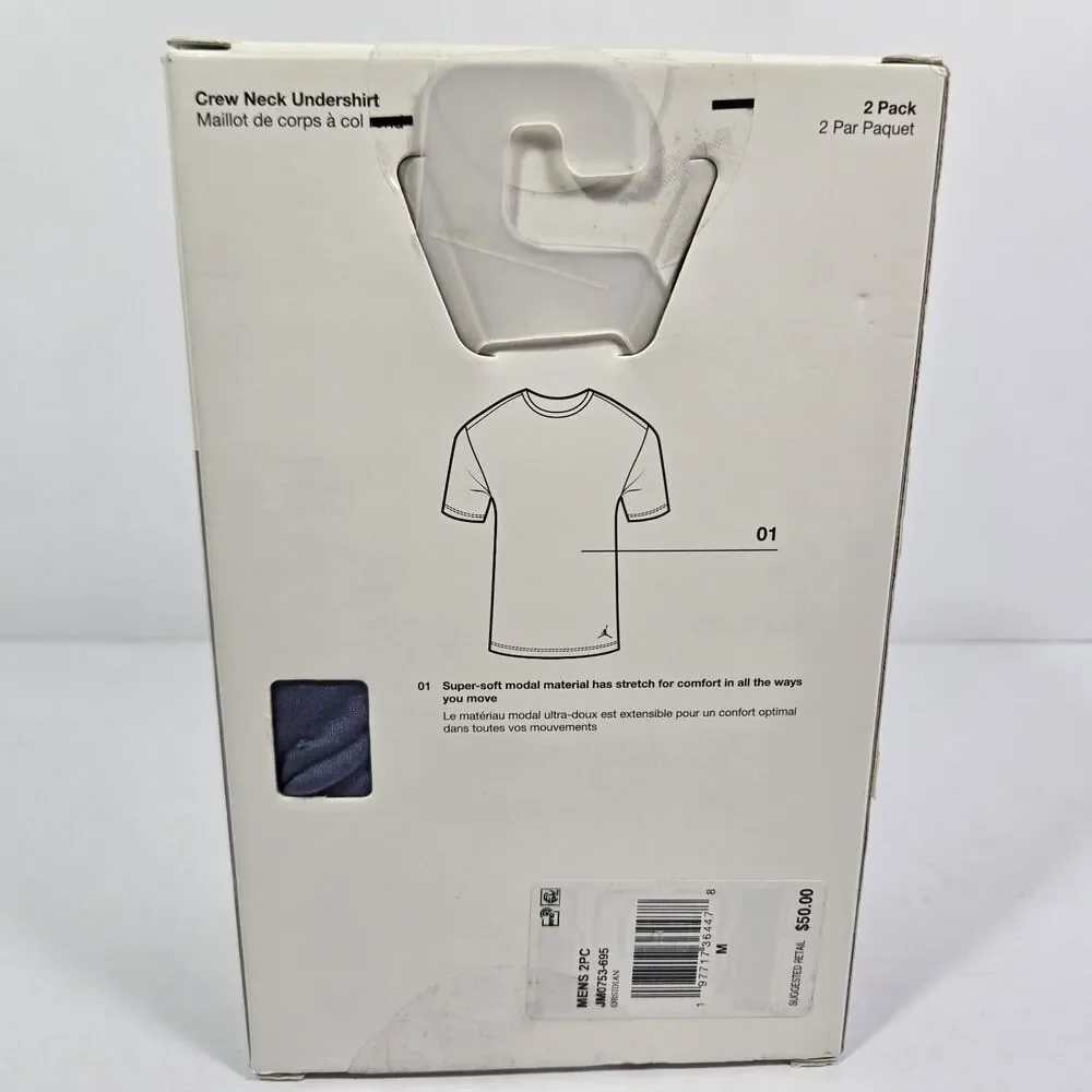 Nike Jordan Flight Modal Mens Medium Crew Neck Undershirt Blue Navy Blue 2 Pack